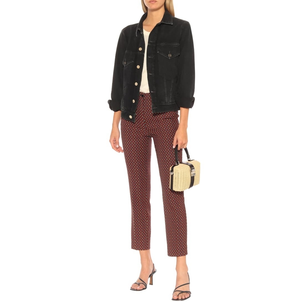 Etro Pink and Navy Jacquard Straight Leg Trousers